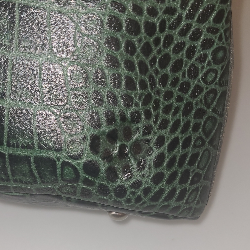 Patricia Nash Green Crocodile Embossed Satchel 10th Year Anniversary W/ Dustbag - Picture 6 of 11